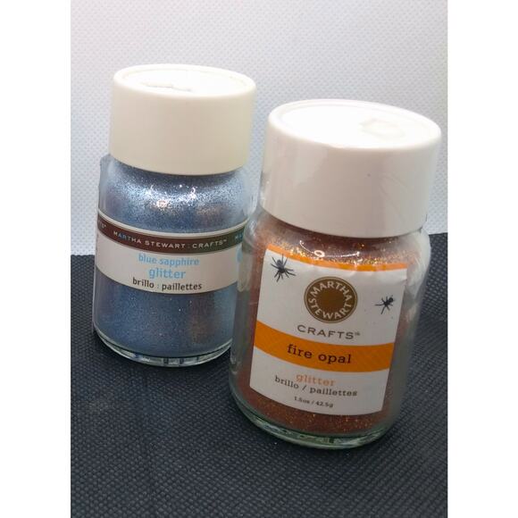 Craft Glitter Four Martha Stewart Large Bottles Blue Green Orange 1.5 ounce Size - Picture 4 of 15